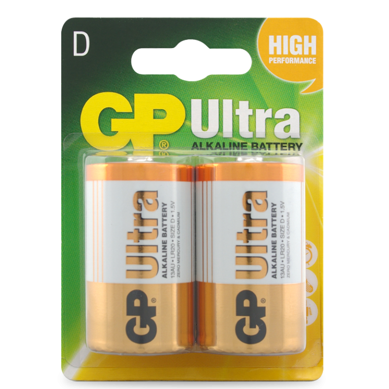 Blister 2 Alkaline Batteries High Power Torch D LR20 1.5V